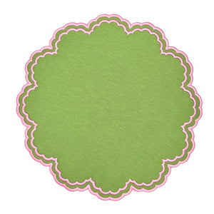 Green luxury placemat with pink embroidery