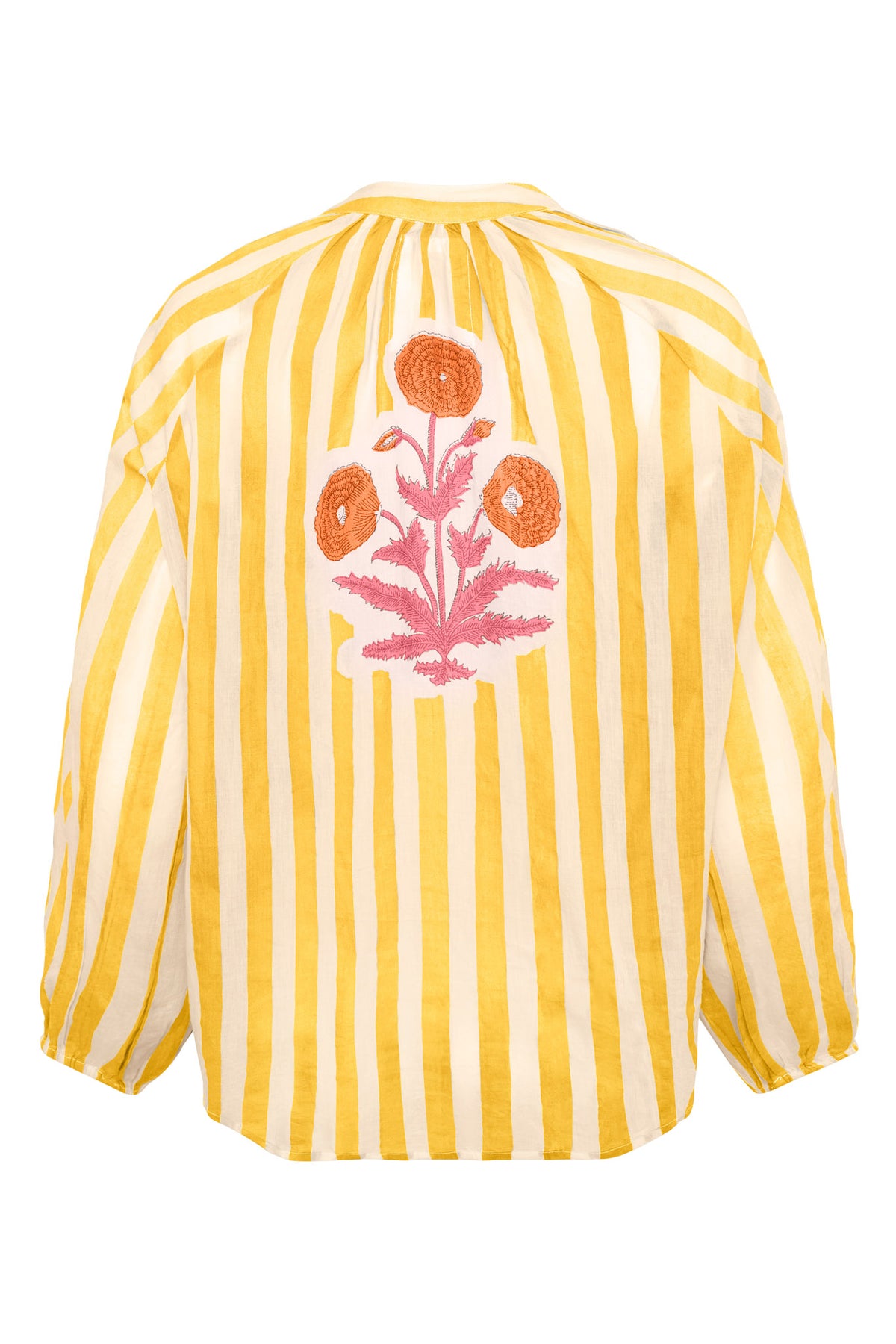 Porto Popover Top in Yellow Stripe