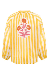 Porto Popover Top in Yellow Stripe