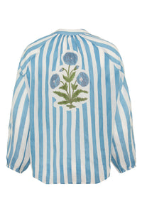 Porto Popover Top in Blue Stripe
