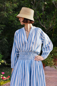 Porto Popover Top in Blue Stripe