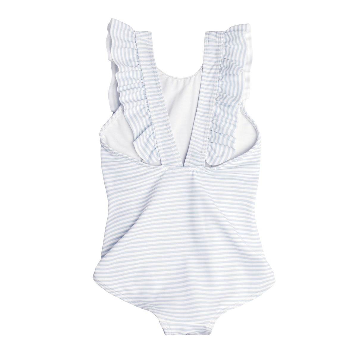 Girls Ruffle Collar One-Piece in Light Pink Stripe