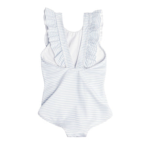 Girls Ruffle Collar One-Piece in Light Pink Stripe