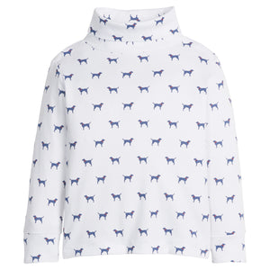 little english classic children's clothing boys white turtleneck with navy labs all over print 