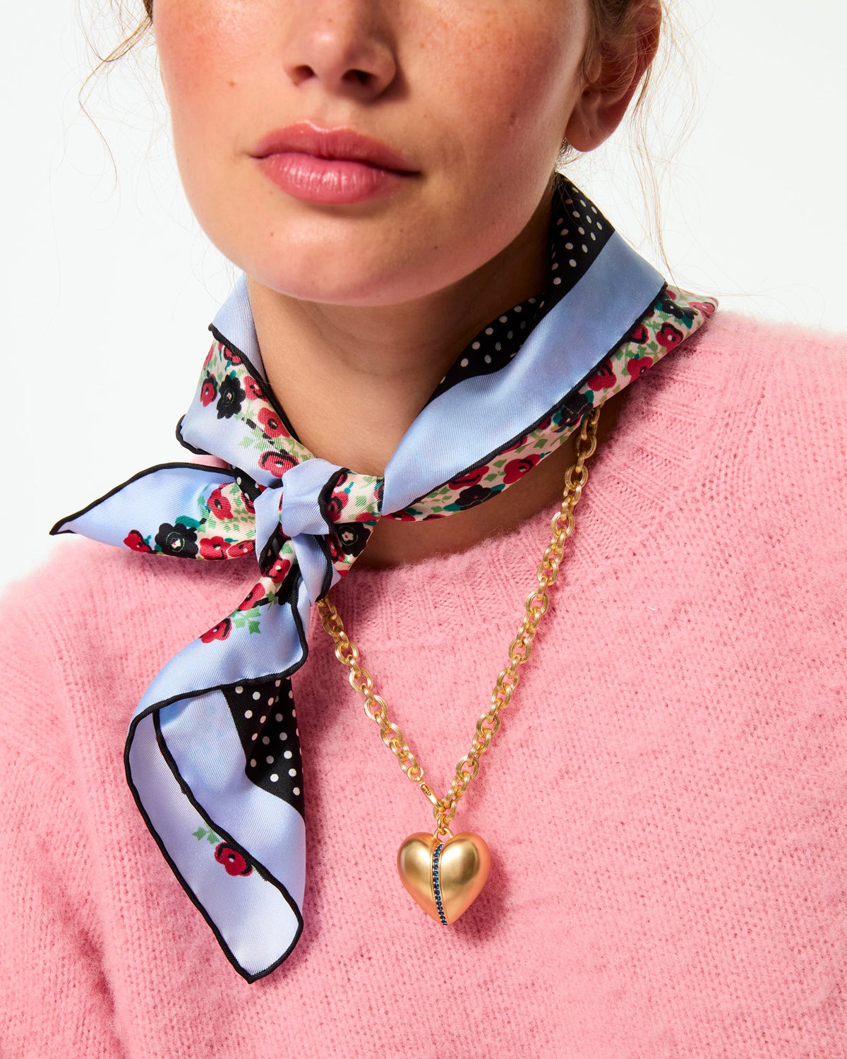 The Sapphire Stripe Puffy Heart Pendant