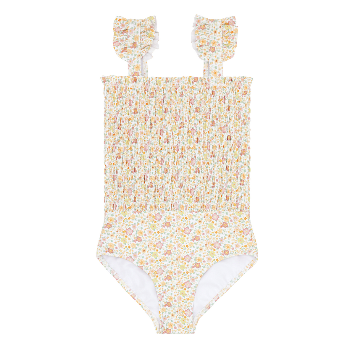 Girls Marigold Floral Smocked One Piece