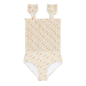 Girls Marigold Floral Smocked One Piece