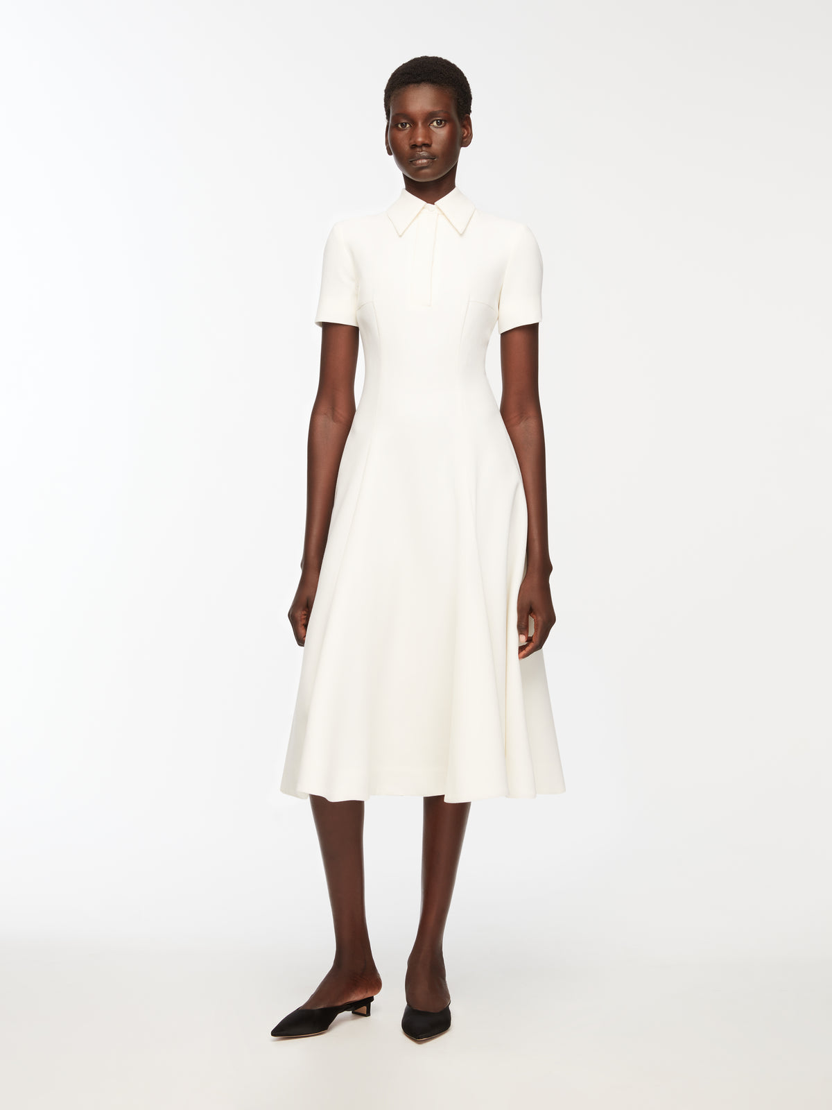 Feliciana Dress In Ivory Single Wool Crepe