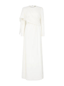 Aleska Dress In Ivory Single Wool Crepe