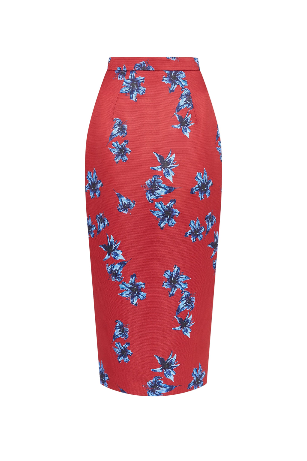 Lorelei Skirt In Red & Blue Festive Lillies Taffeta Faille