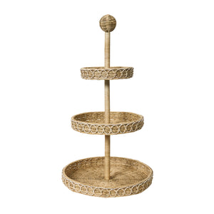 Provence Rattan 3-Tier Shelving Unit in Whitewash
