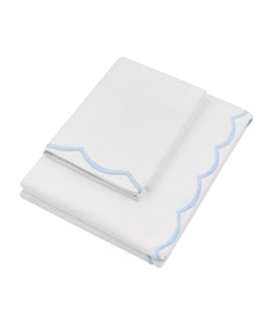 Rebecca Udall Annabelle Scalloped Bed Linen, Powder Blue Folded