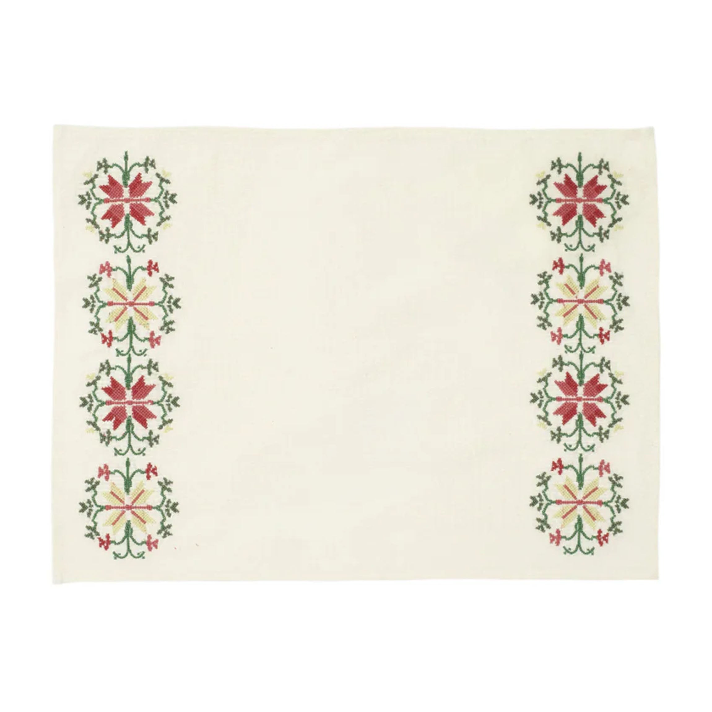Rohida Embroidered Placemat, Red and White, Set of 2