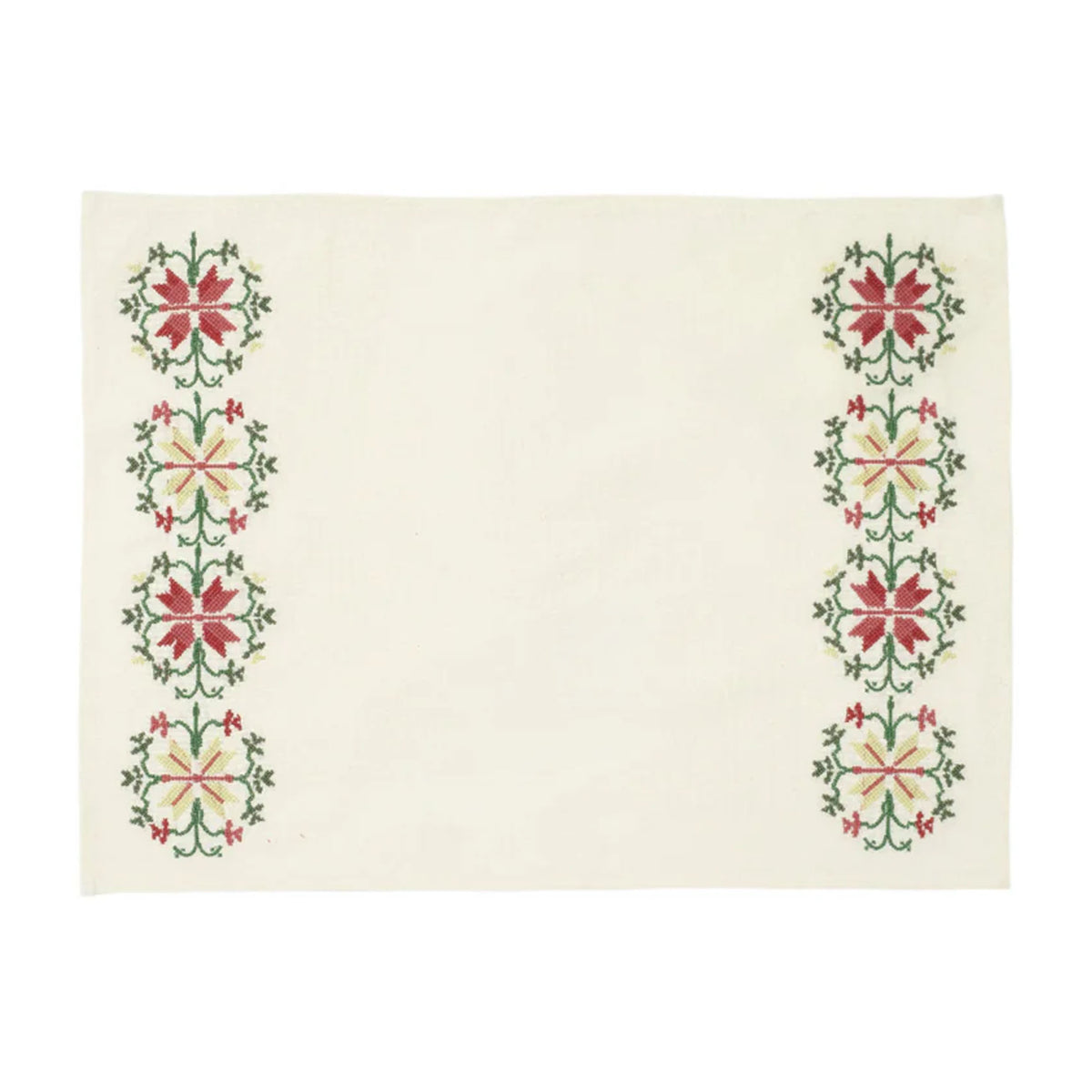 Rohida Embroidered Placemat, Red and White, Set of 2