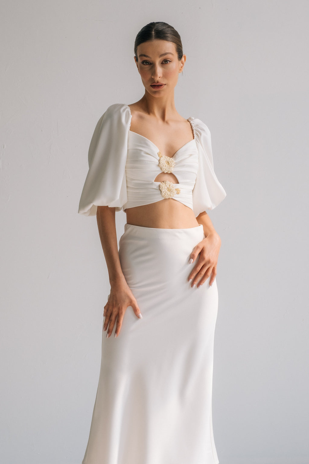 OTM Exclusive: Silk Rosa Cut Out Top in Ivory