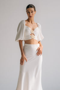 OTM Exclusive: Silk Rosa Cut Out Top in Ivory