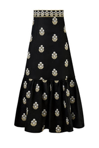 Begum Skirt- Black & White & Gold Rosewater House 