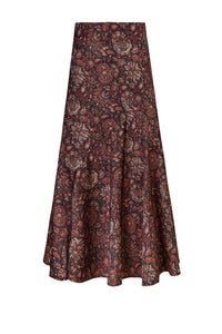 Zoya Skirt - Printed Silk Brown Rosewater House 