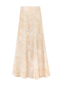 Zoya Skirt - Printed Silk Creme Rosewater House 