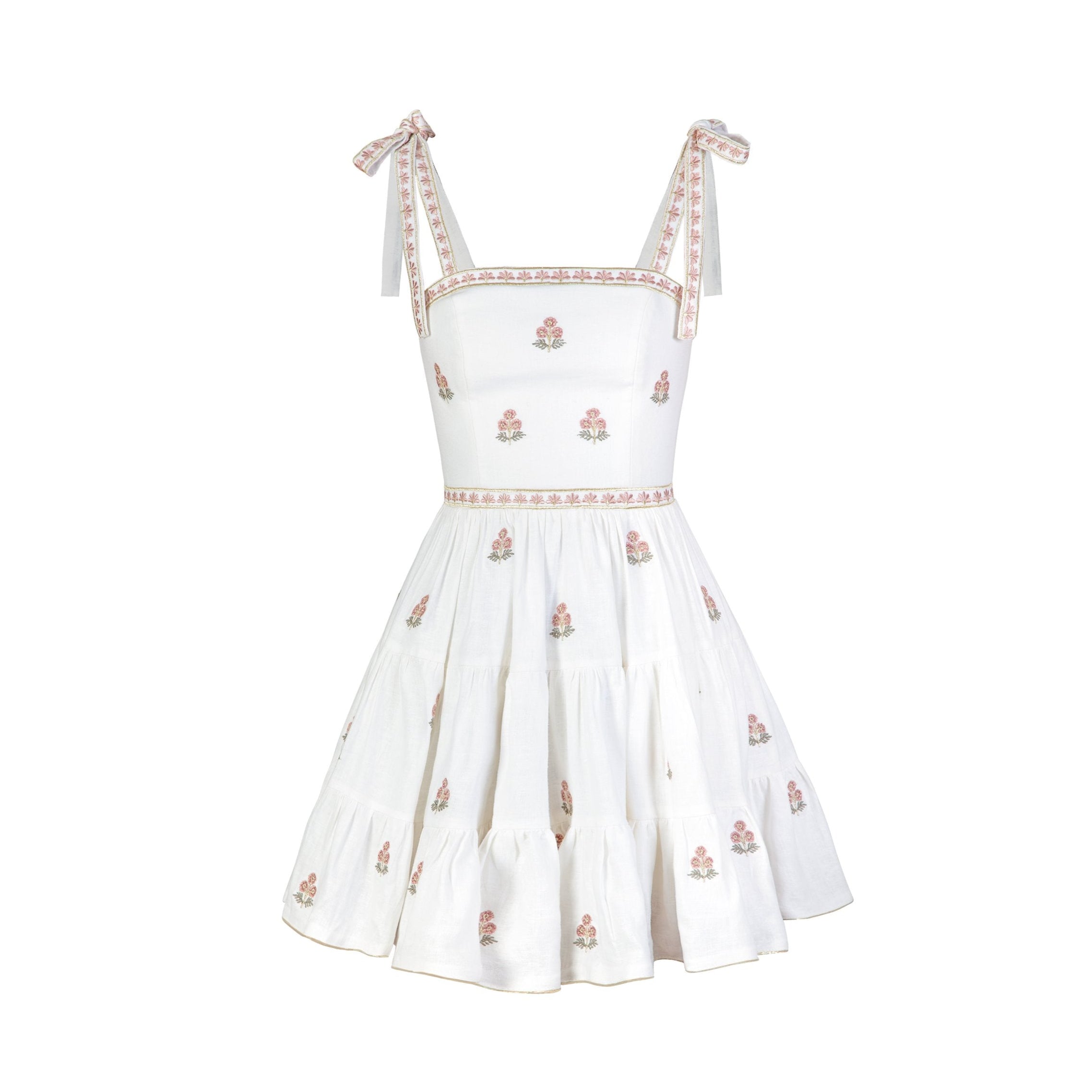 Naz Mini Dress - White & Pink Rosewater House 