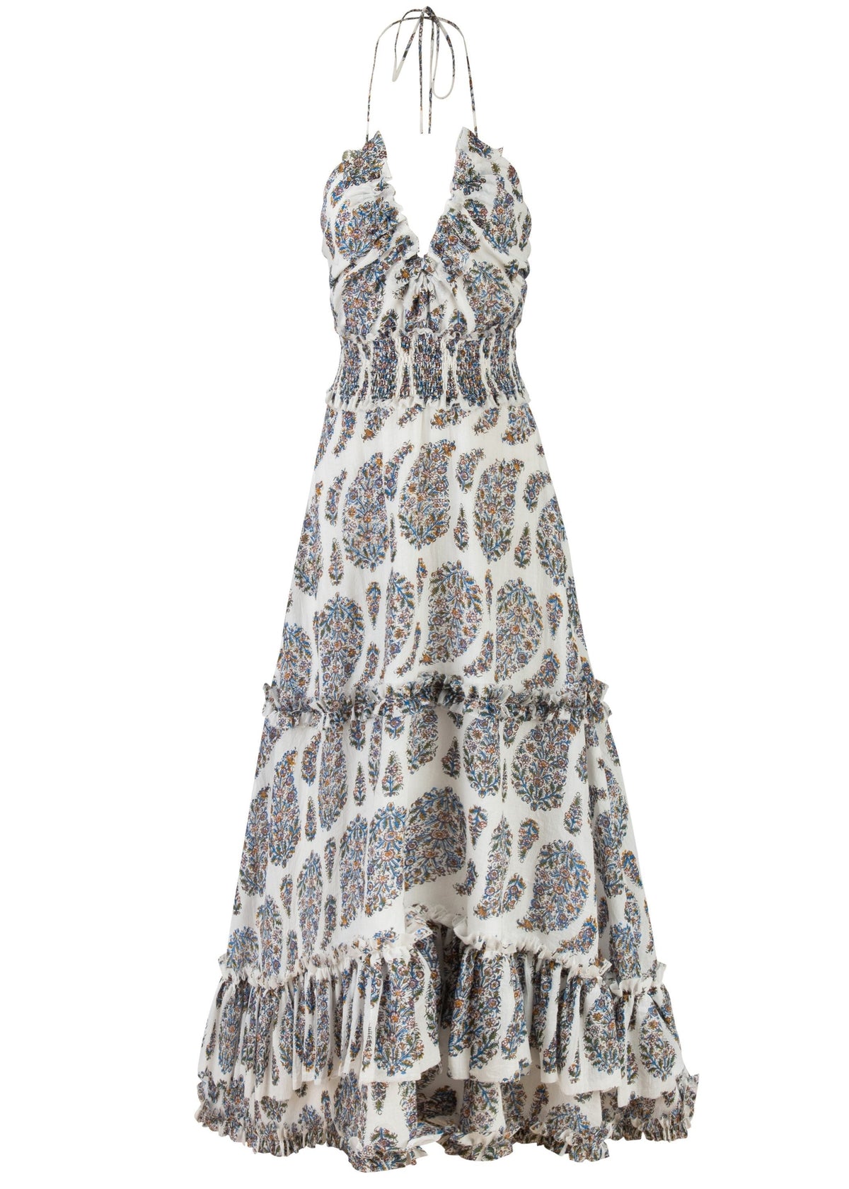 Ghalamkar Halter Dress - Paisley Bottoms - Skirts Rosewater House