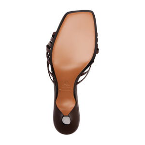 Tara Mule Mid Leather Sandal in Chestnut Brown