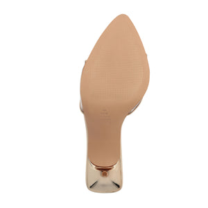 Elodie Vinyl Metallic Synthetic Sandal in Platinum