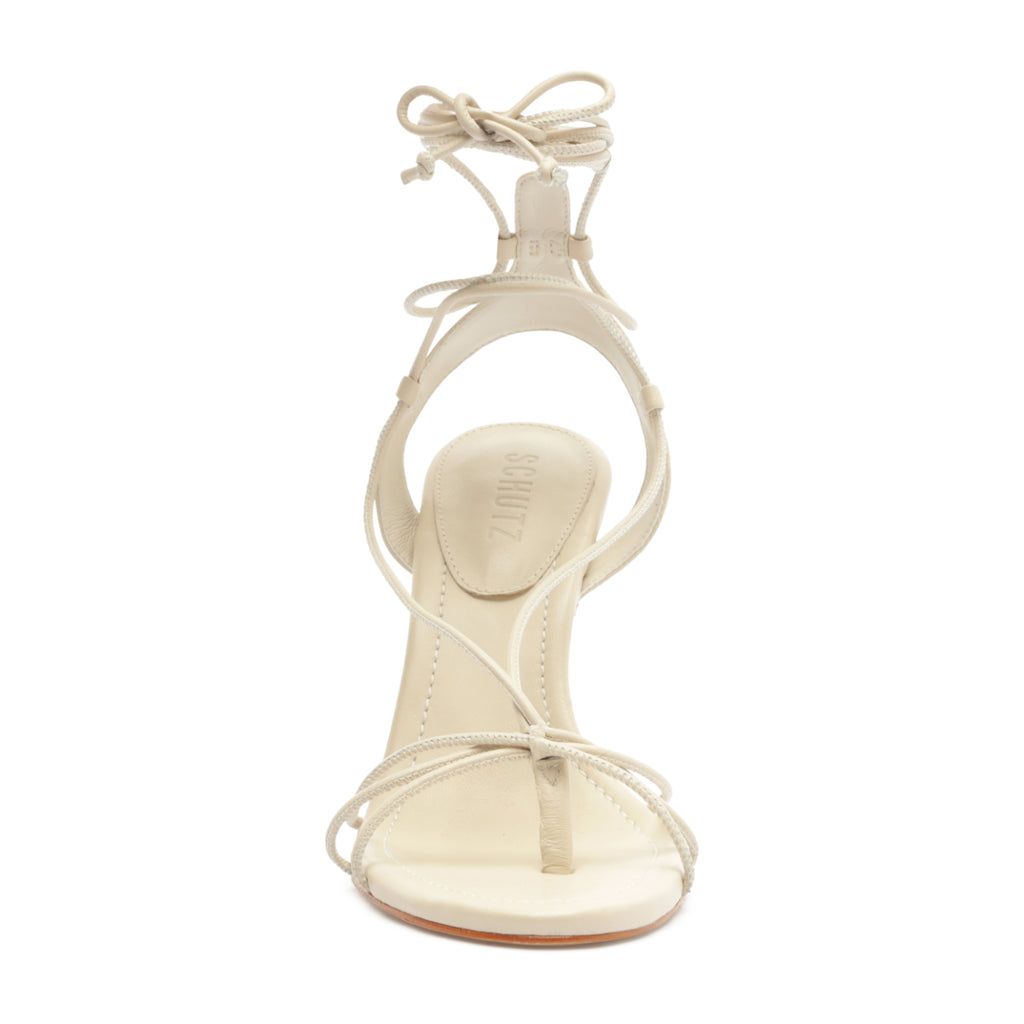 Demetria Leather Sandal in Sugar White