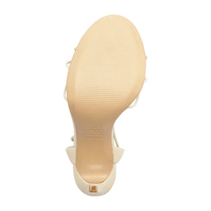 Demetria Leather Sandal in Sugar White