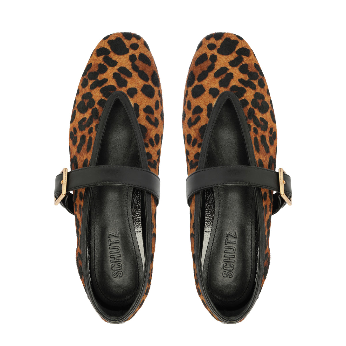 Courtney Buckle Hair Calf Flat in Natural/Black