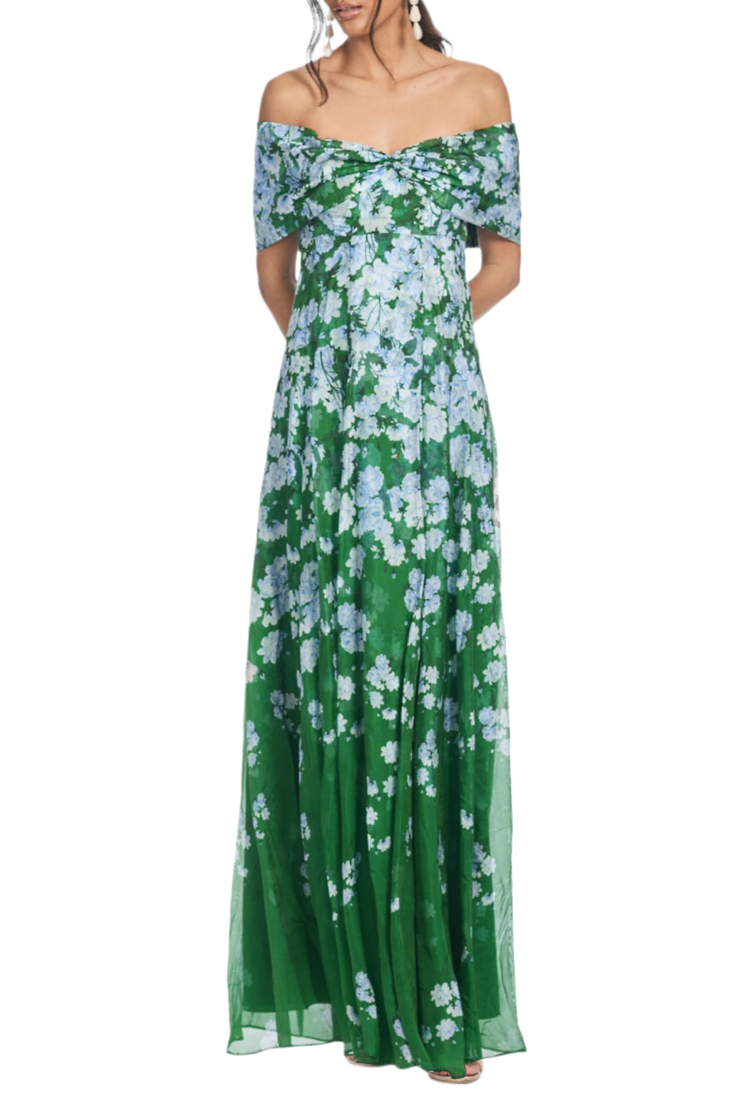 Kennedy Gown in Kelly Green Degrade Florals