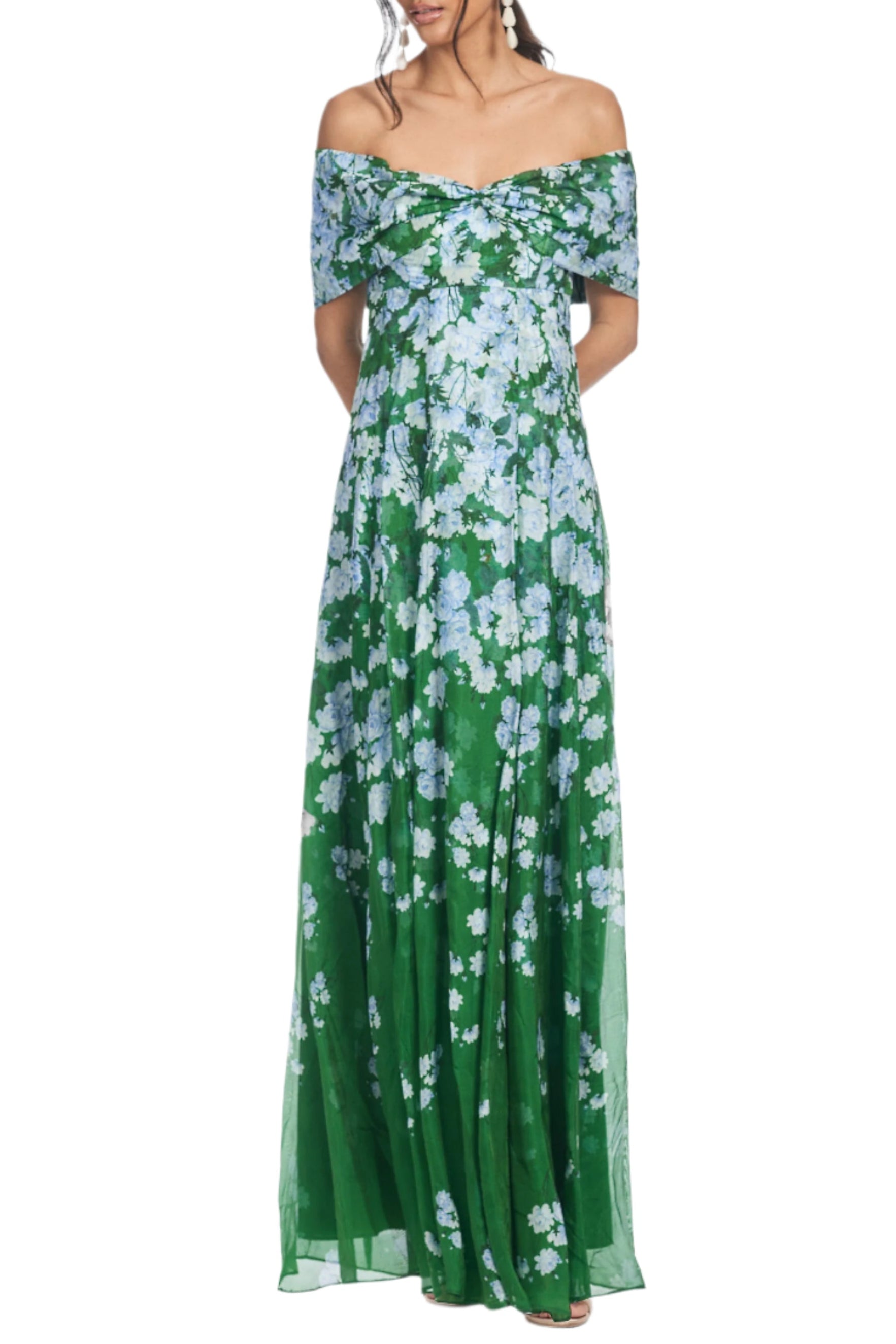 Kennedy Gown in Kelly Green Degrade Florals