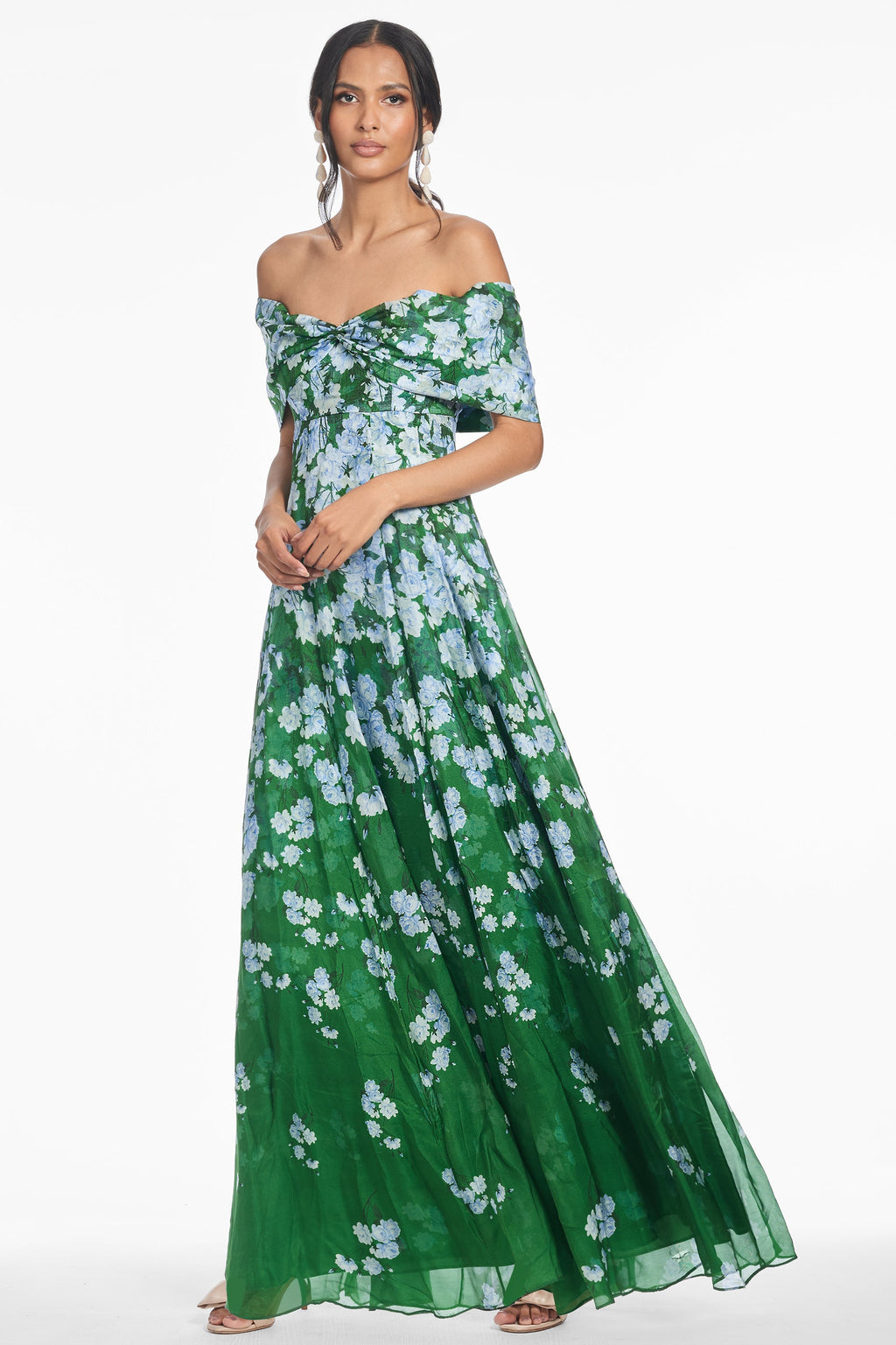 Kennedy Gown in Kelly Green Degrade Florals