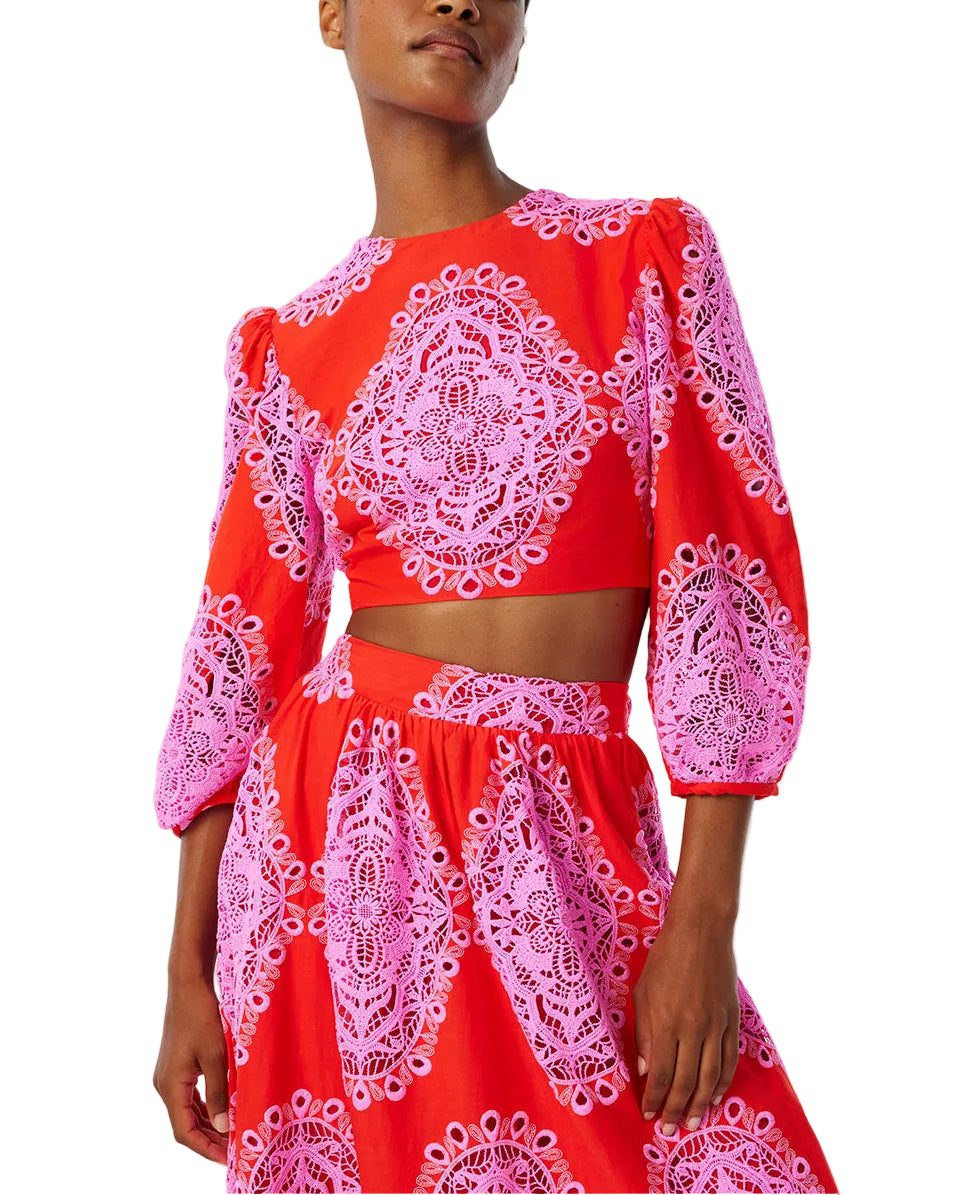 Rhea Top Lace Top in Red