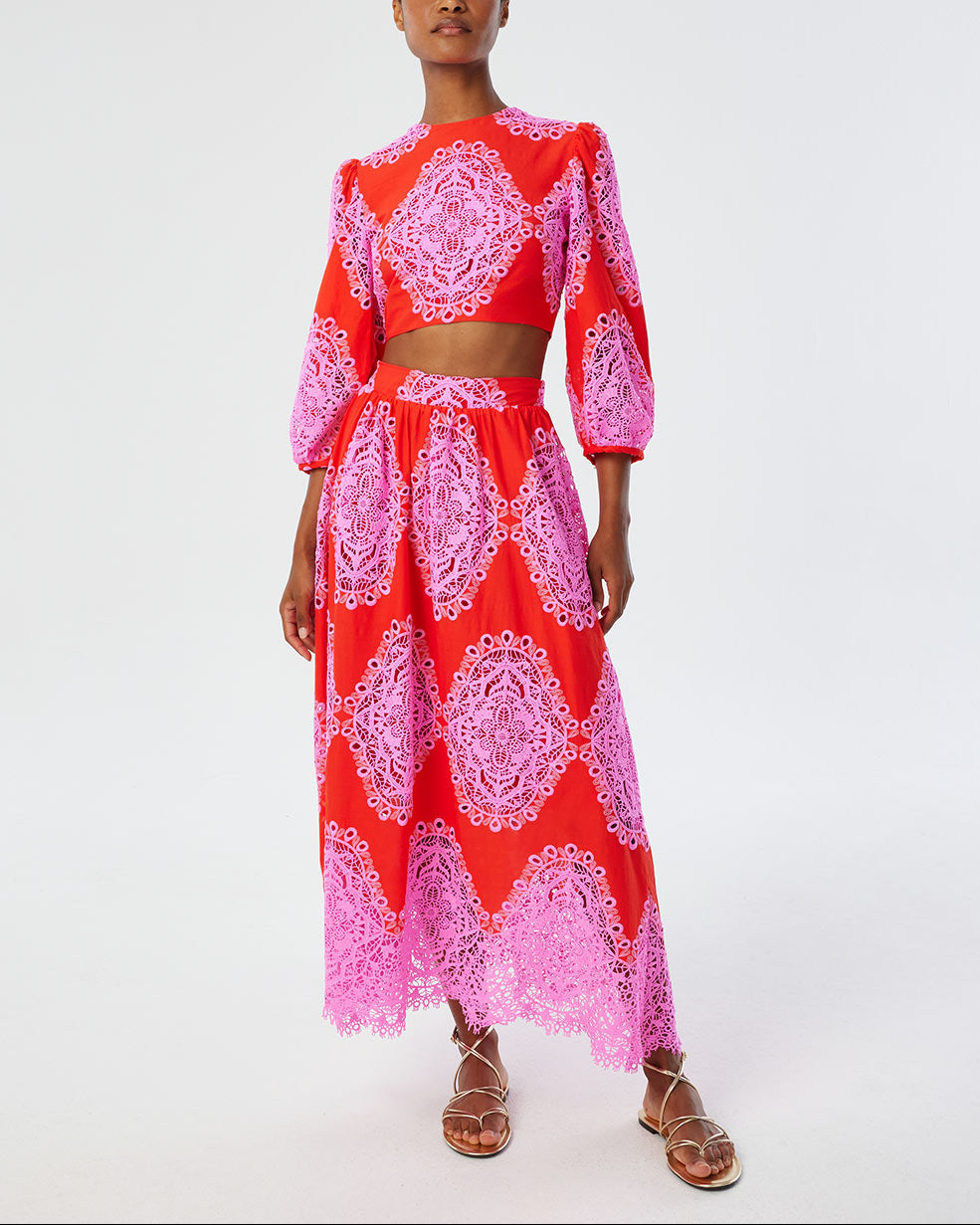 Rhea Top Lace Top in Red