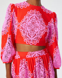 Rhea Top Lace Top in Red