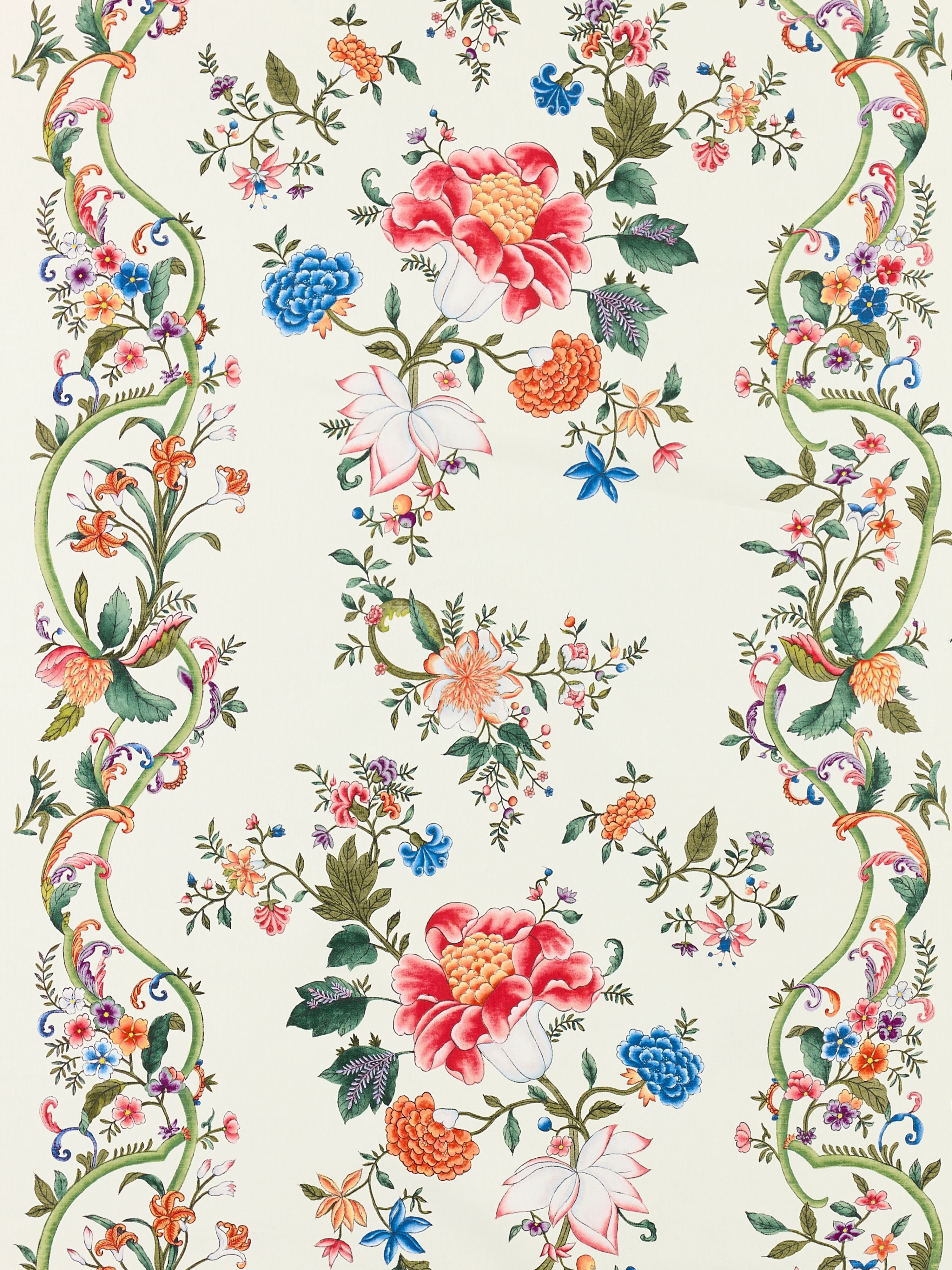 Camellia Trellis in Cream Multi, Fabric by the yard