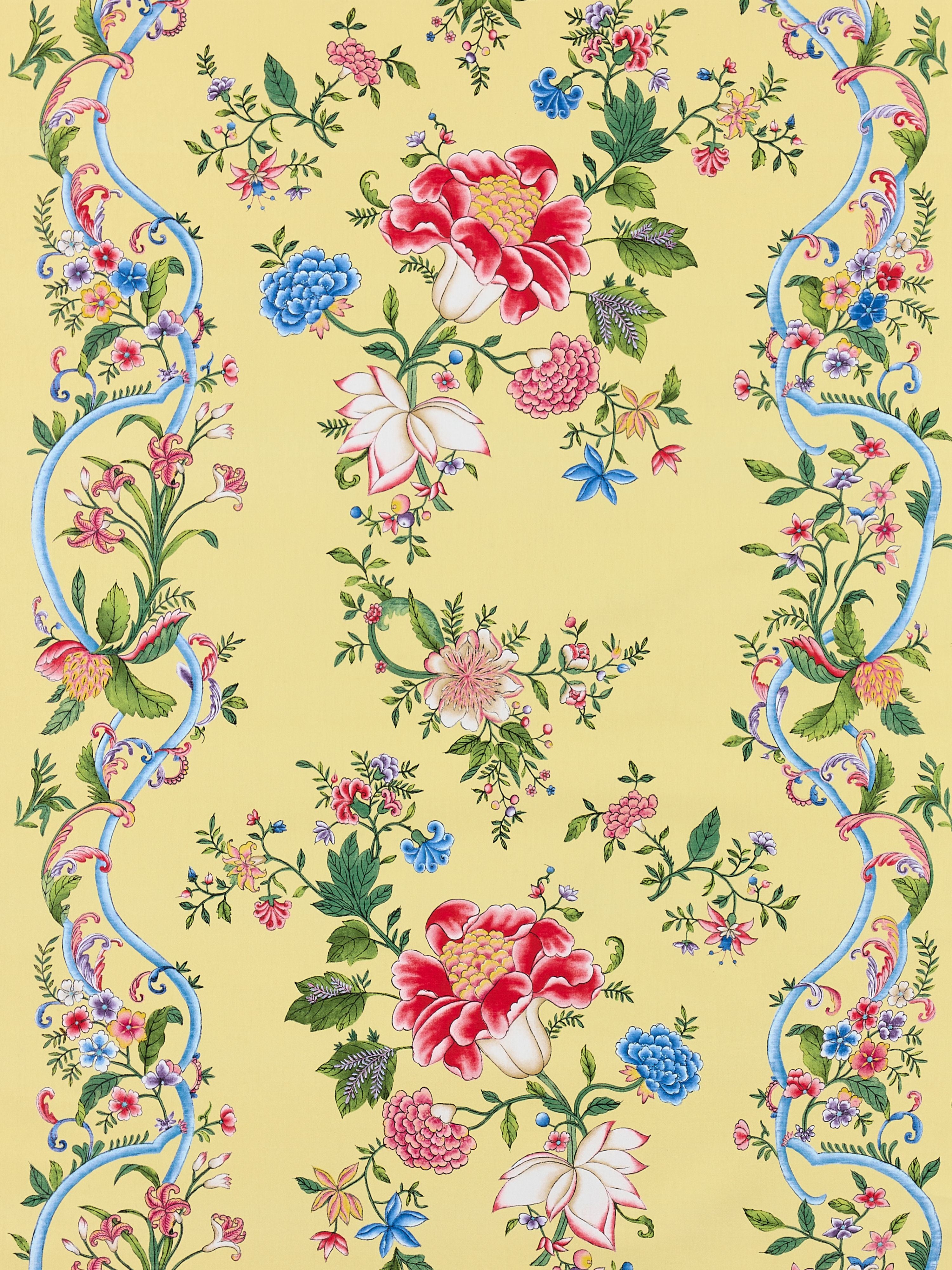 Camellia Trellis in Butter Blue, Fabric by the yard