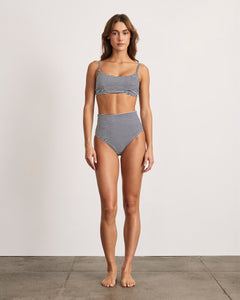 Seamless Kaia Bikini Bottom in Maritime Blue & Cream Multi