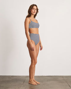 Seamless Kaia Bikini Bottom in Maritime Blue & Cream Multi