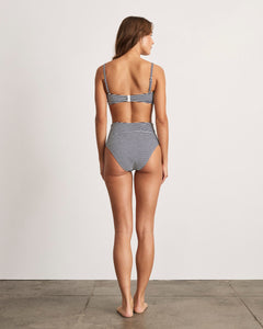Seamless Kaia Bikini Bottom in Maritime Blue & Cream Multi