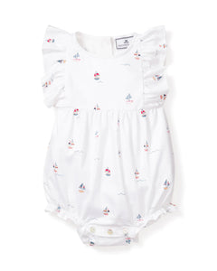 Baby’s Twill Ruffled Romper in Bateau