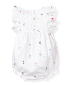 Baby’s Twill Ruffled Romper in Bateau