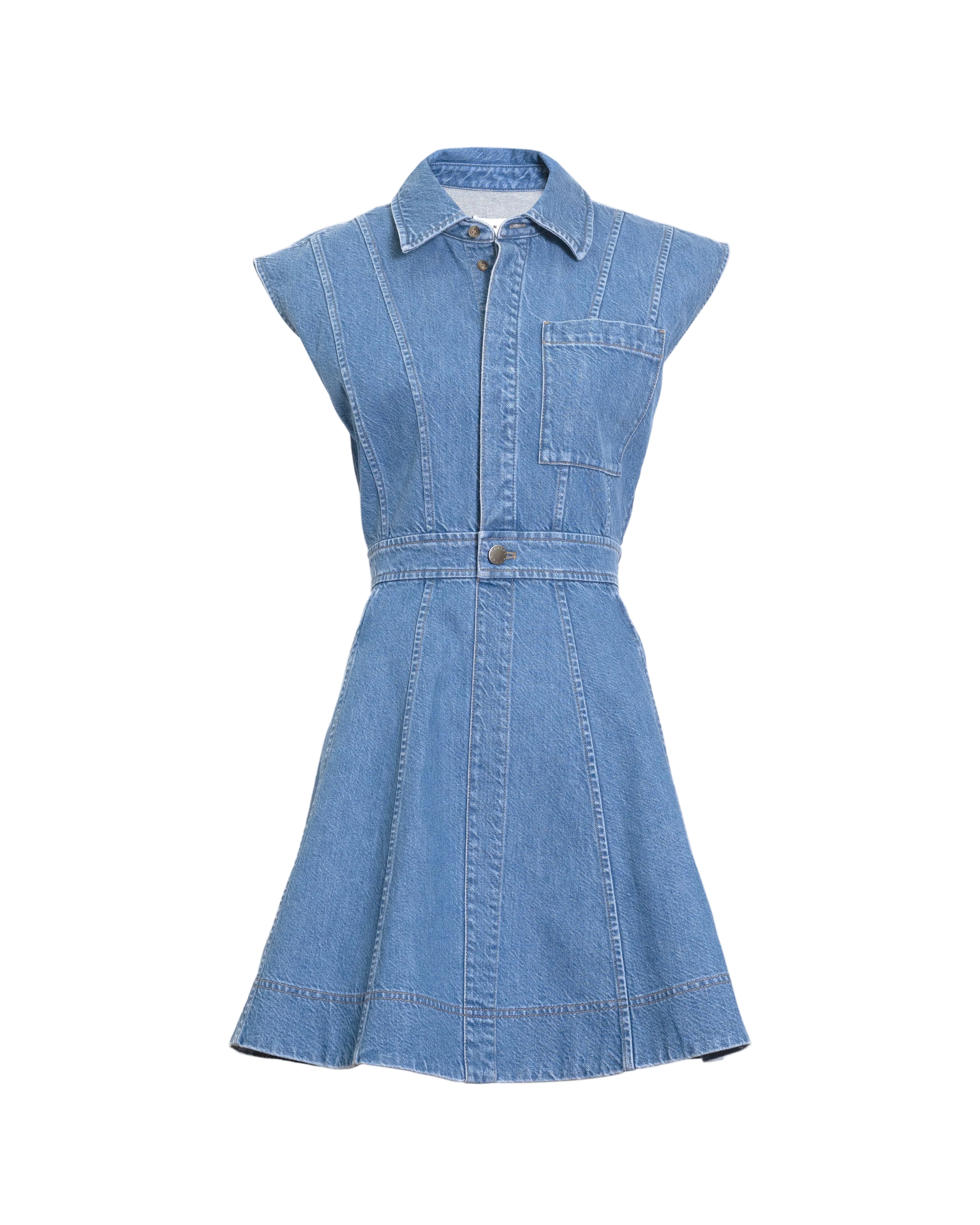 Sleeveless Hailey Dress in Medium Indigo Blue