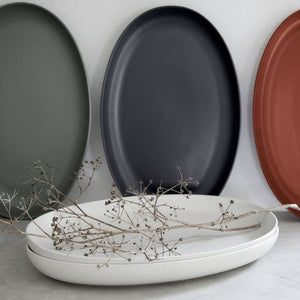 Pacifica Collection Oval Plates in Salt, Set of 6