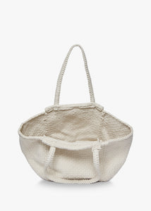 Soona Upcycled Woven Cotton Tote Bag in Ivory