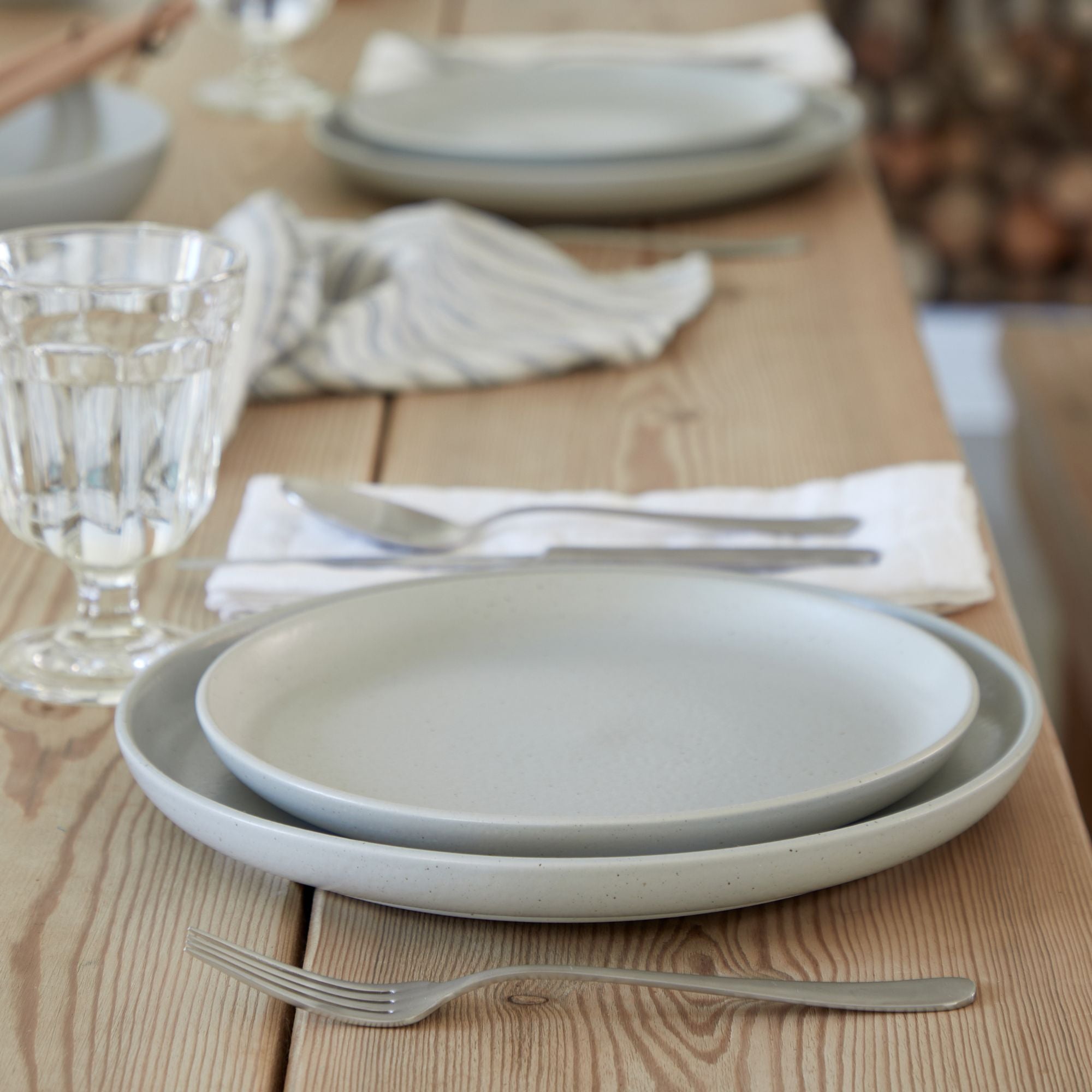 Pacifica Collection Salad Plates 9" in Oyster Grey, Set of 6