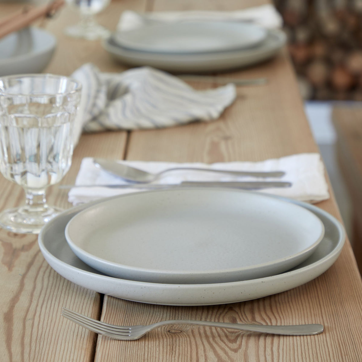 Pacifica Collection Salad Plates 9" in Oyster Grey, Set of 6