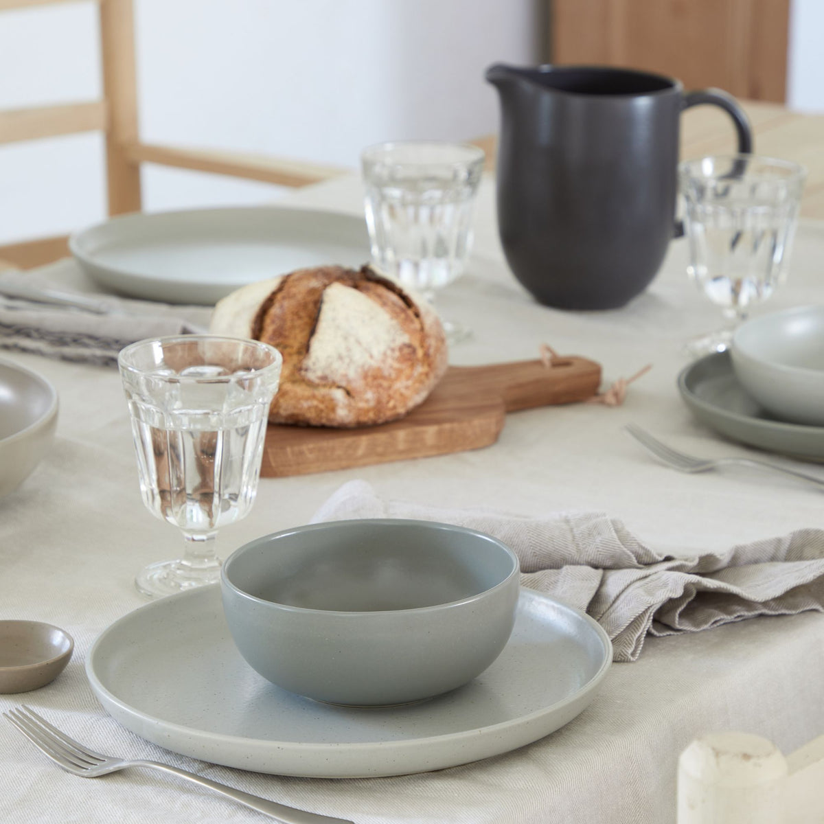 Pacifica Collection Dinner Plates in Oyster Grey, Set of 6