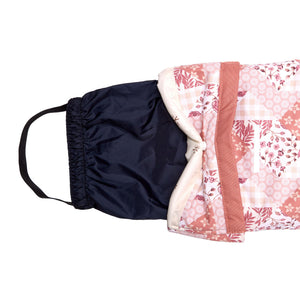 Kids light pink patchwork snow bib pants with adjustable straps, waterproof fabric, and reinforced knees for winter play and ski for girls